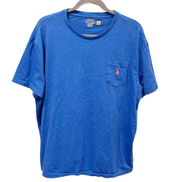 Ralph Lauren T-Shirt Men's XL Classic Fit Blue Saturn Embroidered Pocket Logo - Picture 1 of 8